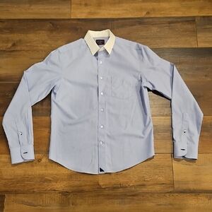 UNTUCKit Blue Dress Shirt with White Collar